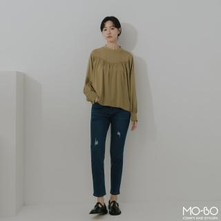 【MO-BO】優雅垂墜抽褶剪接上衣(上衣)