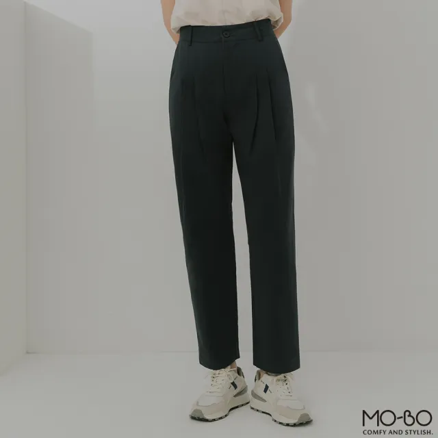 【MO-BO】棉質水洗感後腰鬆緊打褶褲(褲子)