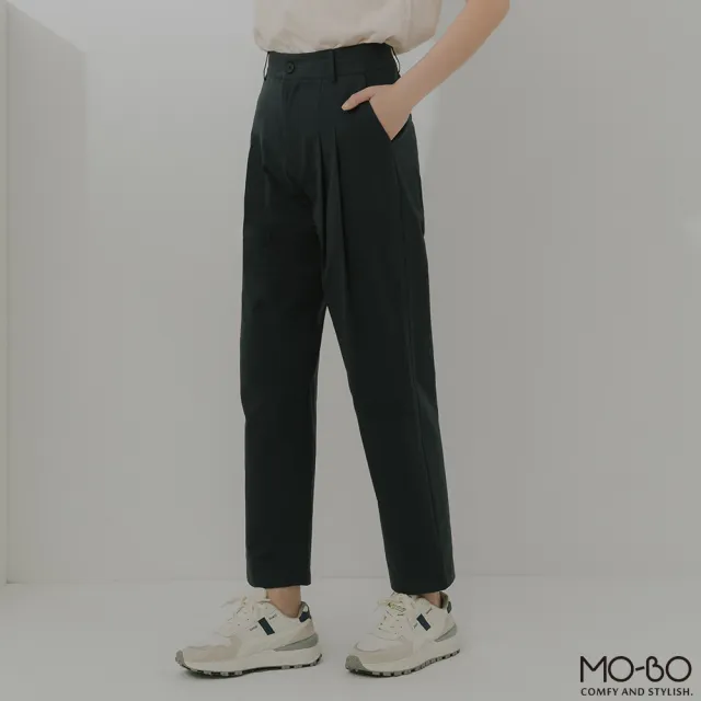 【MO-BO】棉質水洗感後腰鬆緊打褶褲(褲子)