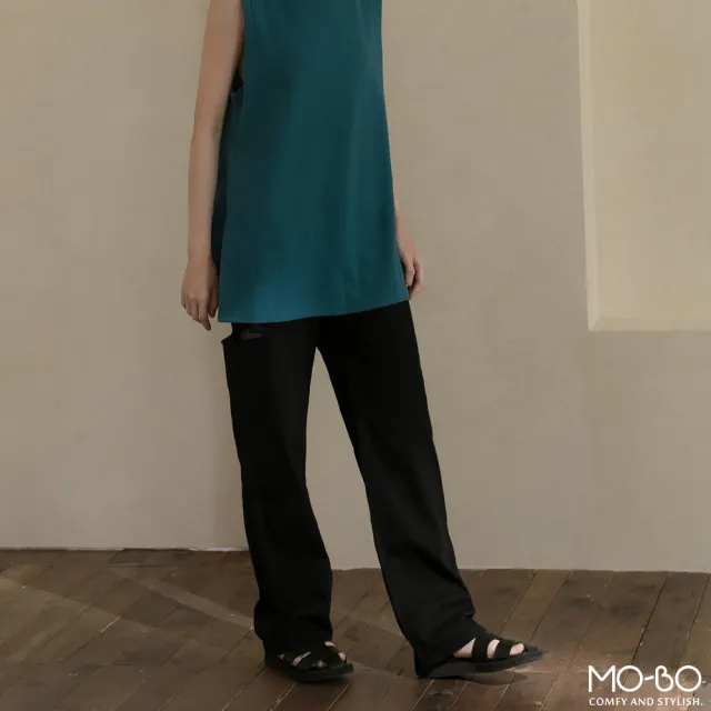 【MO-BO】Basic斜紋水洗側破直筒長褲(褲子)