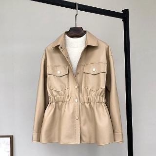 【巴黎精品】現貨+預購 真皮皮衣機車夾克(顯瘦收腰翻領羊皮機車服女外套v1ao2)