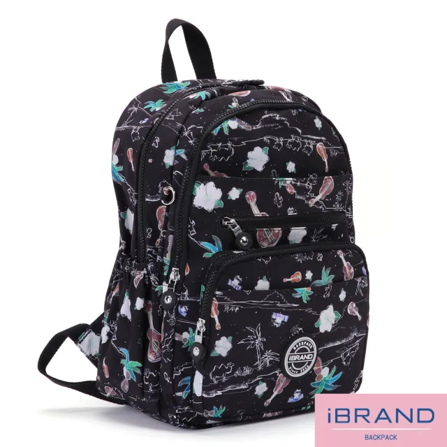 【iBrand】雙11 輕盈防潑水多口袋尼龍後背包(防水包 沙漠派對)