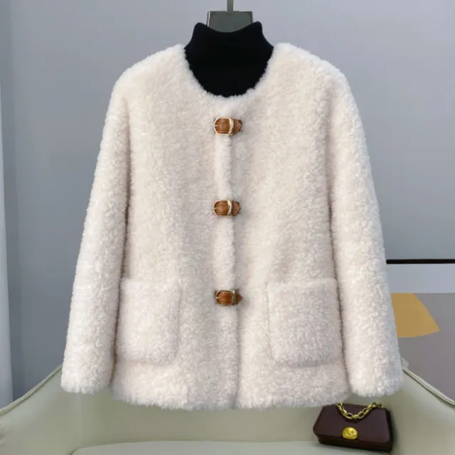 【巴黎精品】現貨+預購 羊毛大衣皮草外套(保暖時尚短款加厚女外套4色v1ap28 5k)