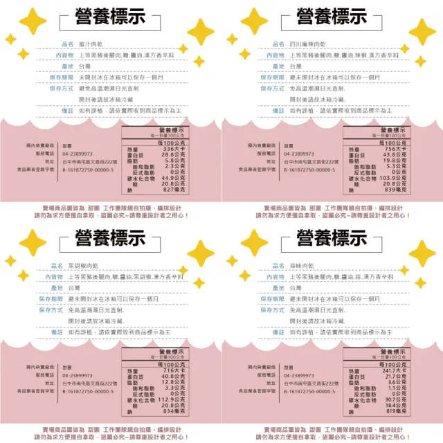 【甜園】蜜汁豬肉乾★經典原味/黑胡椒/四川麻辣/蒜味(肉乾 台灣豬 蜜汁肉乾 接單現烤)