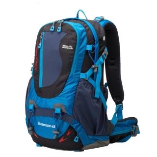 輕量網架透氣休閒/登山揹包藍黑色40L 母親節禮物(登山包)