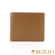 【Bgilio】十字紋牛皮中性短夾-咖啡色(1848.319-03)