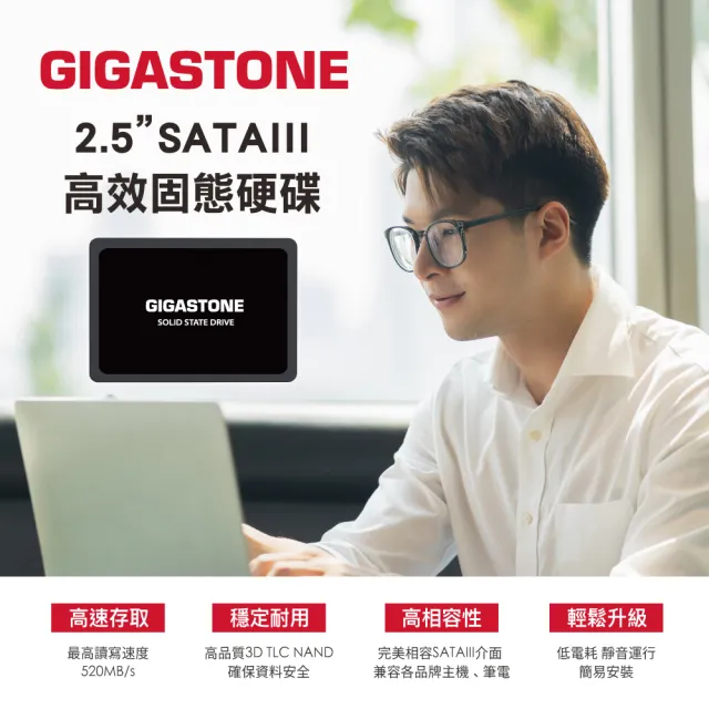 【GIGASTONE 立達】250GB SATA III 2.5吋高效固態硬碟(最高讀取速度500MB/s / 寫入速度420MB/s)