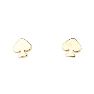 【KATE SPADE】KATE SPADE Everyday Spade黑桃LOGO金屬穿式耳環(金)