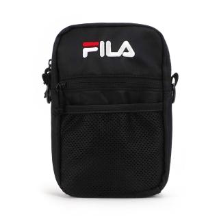 【FILA】Bag 側揹包 斜揹包 隨身包 網袋夾層 潮流 休閒 方包 黑(BMV-7009-BK)