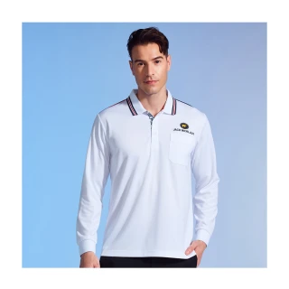 【Jack Nicklaus 金熊】GOLF男款吸濕排汗素面POLO衫/高爾夫球衫(白色)