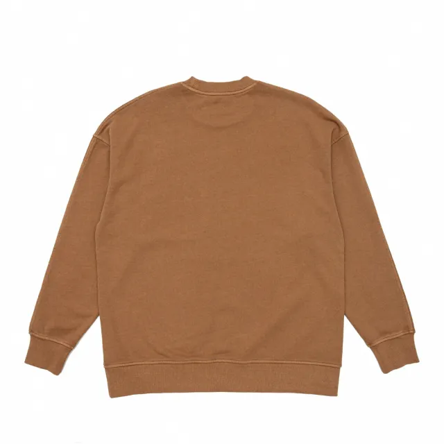 【KANGOL】長袖 大學T 中性 深卡其 水洗圓領T(6255101230)