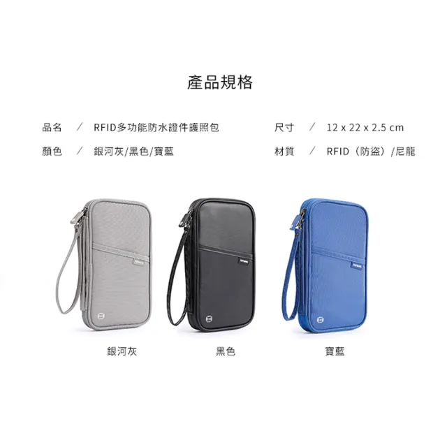 【Seoul house】RFID多功能防水包 證件護照包(共三色)