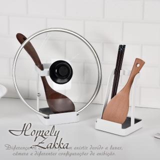 【Homely Zakka】日式簡約鐵藝廚房多功能立式收納架/鍋蓋掛架/飯湯勺架(餐具 收納 鍋蓋架 湯勺架)