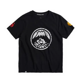【EDWIN】江戶勝 男裝  海浪植絨LOGO短袖T恤(黑色)