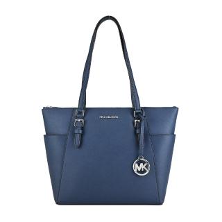 【Michael Kors】CHARLOTTE雙口袋防刮托特包(大/海軍藍)