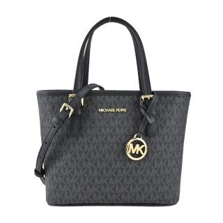 【Michael Kors】JET SET滿版手提斜背迷你托特兩用包(黑)
