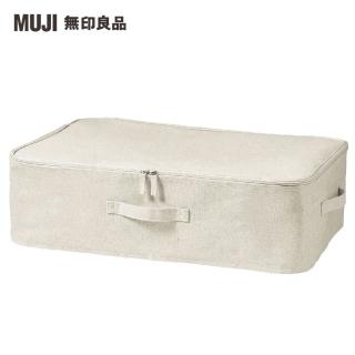 【MUJI 無印良品】聚酯纖維麻收納箱/衣物箱/附蓋(約寬59×深39×高18 cm)