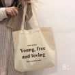 【89 zone】韓版文藝簡約字母 購物袋 單肩包 帆布包 手提包(白)