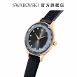 【SWAROVSKI 官方直營】Octea Nova 手錶瑞士製造  真皮錶帶  黑  玫瑰金色潤飾 交換禮物