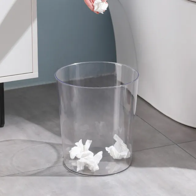 【Dagebeno荷生活】PET材質簡約透明大口徑垃圾桶 無蓋式分類回收桶(中號3入)