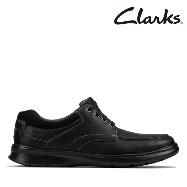 Clarks 男款Cotrell Edge光面皮革寬楦綁帶輕量休閒鞋(CLM20211C)