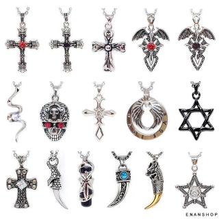 【ENANSHOP 惡南宅急店】金屬造型龐克項鍊 十字架 狼牙 六芒星 日本流行 項鍊-0004A