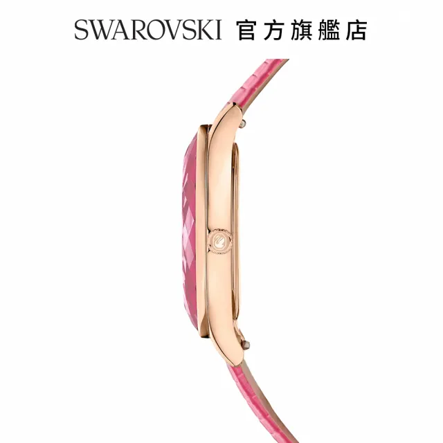 【SWAROVSKI 官方直營】Octea Nova 手錶瑞士製造  真皮錶帶  粉紅色  玫瑰金色潤飾 交換禮物