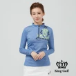 【KING GOLF】速達-女款字母印圖立領拉鍊薄款長袖POLO衫(藍色)