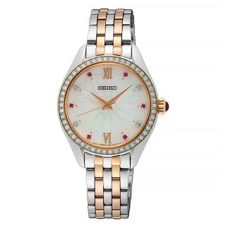 【SEIKO 精工】CS 女士不鏽鋼花世界鋼帶錶29.8mm雙金色(SUR542P1/6N01-00K0KS)
