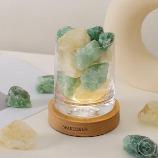 【SPANCONNY 飾品控】豐盈之旅 l 黃水晶x綠螢石x櫸木燈座 l 水晶氣氛燈(桌燈/小夜燈/水晶燈)