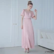 【OMUSES】V領蕾絲訂製款粉色長禮服19-2213(S-3L)