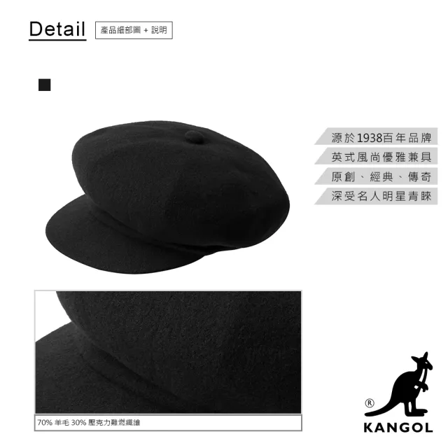 【KANGOL】WOOL 報童帽(黑色)