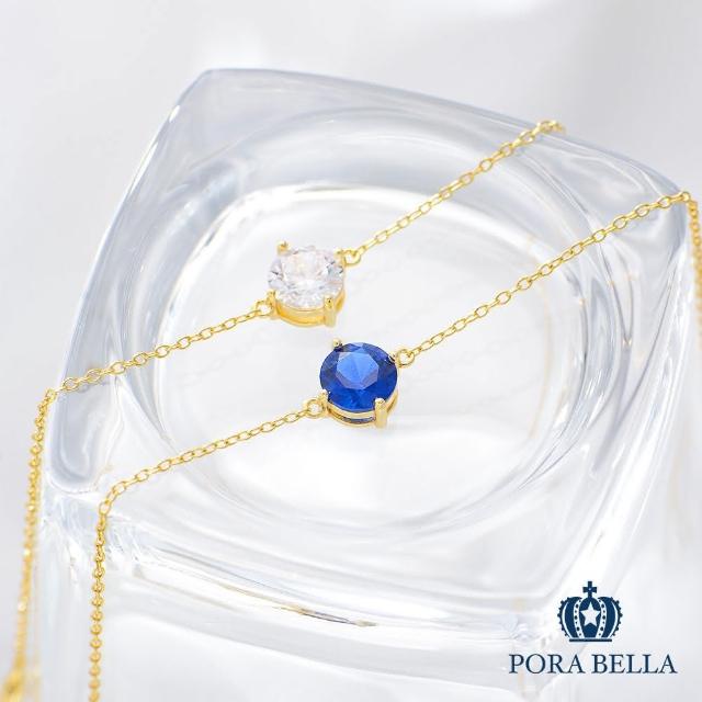 【Porabella】925純銀人造藍寶白寶鋯石手鍊 告白禮物 情人節禮物 送女友 銀飾 Bracelets