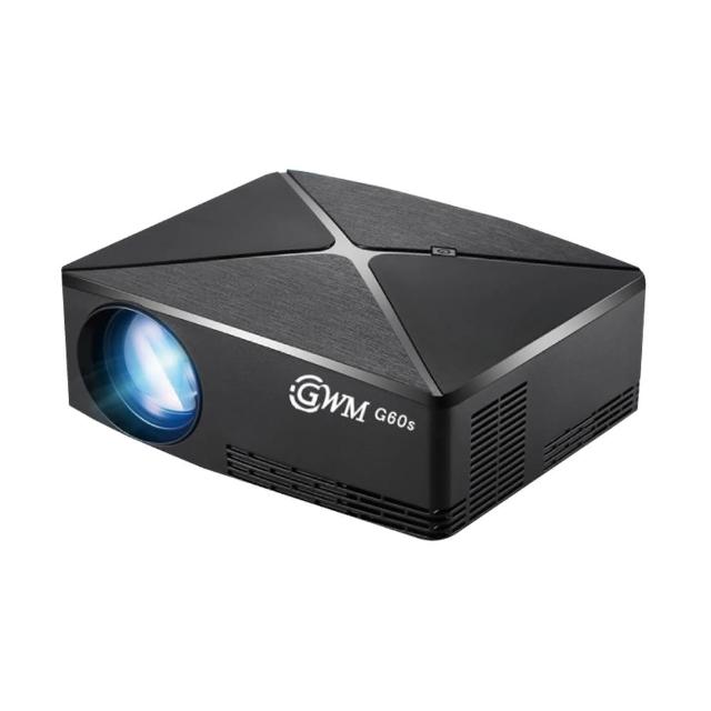 KTNET GWM G60S LED 投影機，搭載 HD 720p (1280x720) 高解析度，提供清晰影像體驗。支援 HDMI、USB2.0、VGA、AV 輸入，適閤家用娛樂。具備自動對焦與手動梯形校正功能，操作簡便。保固一年，非人為損壞免費維修，提升您的家庭影音享受。