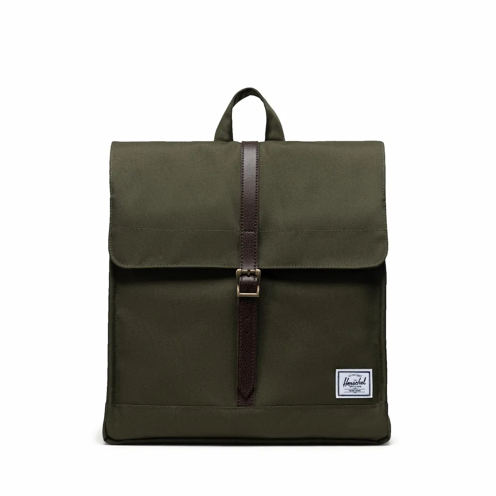 【Herschel】官方直營 後背包 City Mid 環保材質 復古造型 軍綠 14L