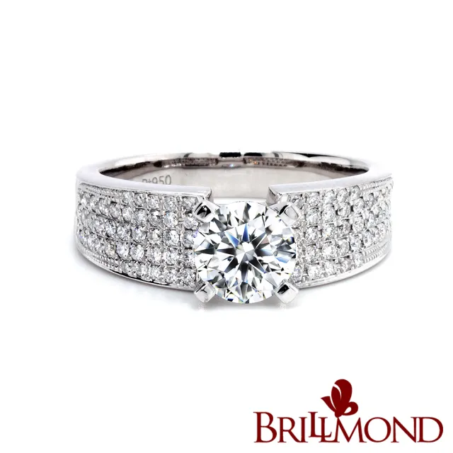 【BRILLMOND JEWELRY】GIA 天然鑽石 1克拉 E/VS1 3EX 無螢光 鉑金 微鑲鑽戒(E/VS1 3EX NONE PT950鉑金台)