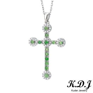 【K.D.J 圓融珠寶】滿綠蛋面十字墜飾翡翠天然A貨(墜臺雙色可選)