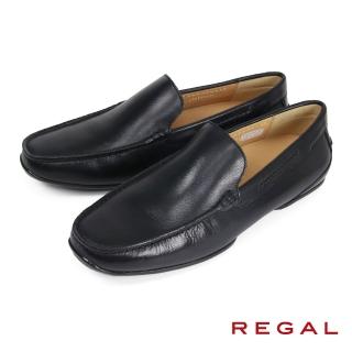【NAGASHIRO永城皮鞋】REGAL日本簡約真皮素面平底樂福鞋 黑色(55BL-BL)
