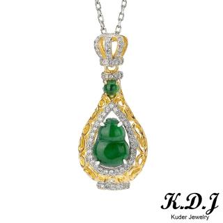 【K.D.J 圓融珠寶】葫蘆寶瓶財運滿滿墜飾翡翠天然A貨(滿綠葫蘆)