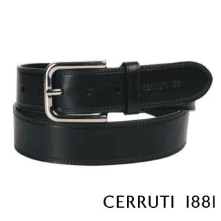 【Cerruti 1881】限量3折 義大利原裝進口 頂級小牛皮皮帶 全新專櫃展示品 CECU06065M(黑色 送禮盒提袋)