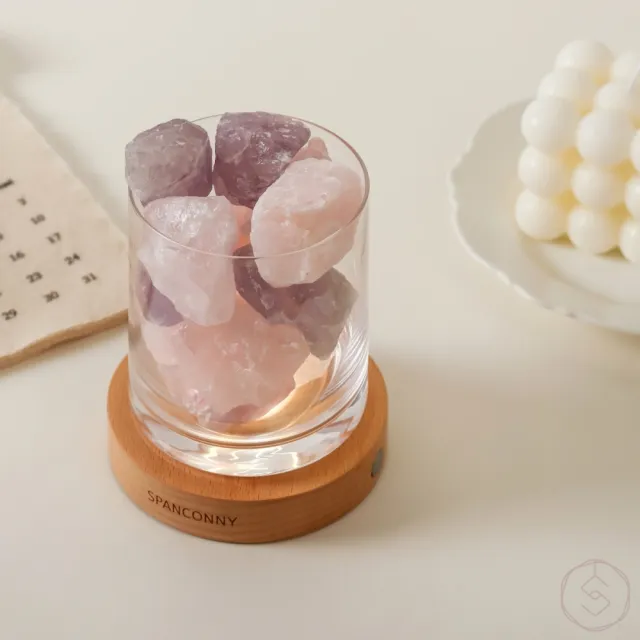 【SPANCONNY 飾品控】秘境探索 l 粉水晶x紫水晶x櫸木燈座 l 水晶氣氛燈(桌燈/小夜燈/水晶燈)