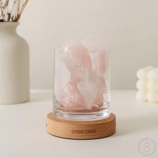 【SPANCONNY 飾品控】粉光雲霧 l 白水晶x粉水晶x櫸木燈座 l 水晶氣氛燈(桌燈/小夜燈/水晶燈)
