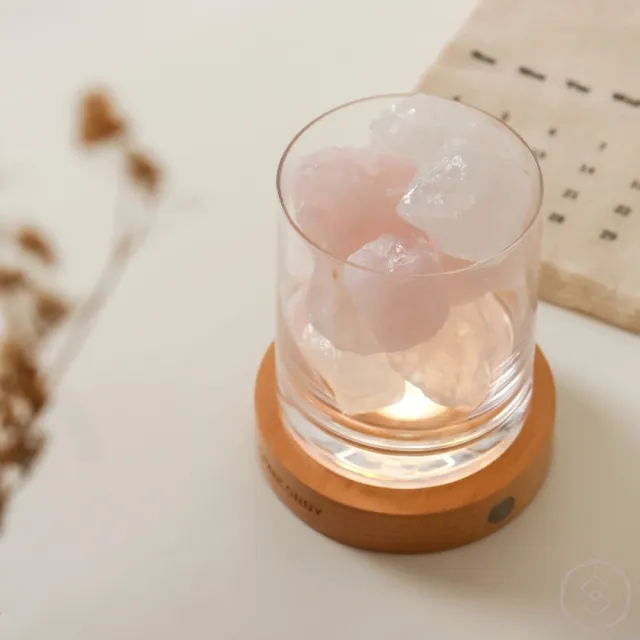 【SPANCONNY 飾品控】粉光雲霧 l 白水晶x粉水晶x櫸木燈座 l 水晶氣氛燈(桌燈/小夜燈/水晶燈)