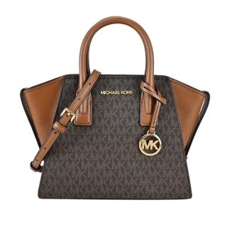 【Michael Kors】AVRIL 滿版拼接手提/斜背兩用包(咖啡棕)