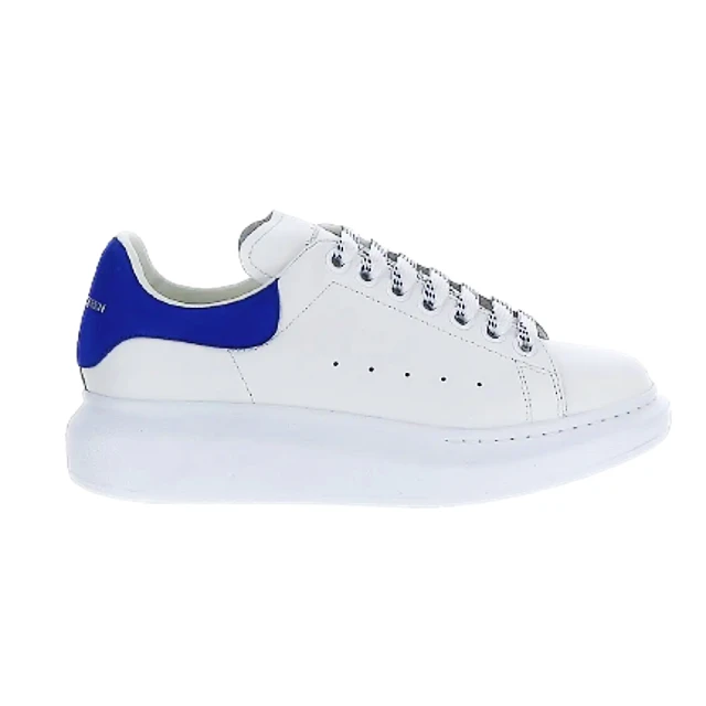【ALEXANDER MCQUEEN】新款 麥昆時尚 白色寶藍色尾小牛皮運動鞋(EU37、EU37.5、EU38、EU39)