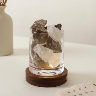 【SPANCONNY 飾品控】純淨幽光 l 白水晶x茶水晶x黑胡桃木燈座 l 水晶氣氛燈(桌燈/小夜燈/水晶燈)