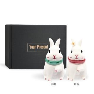 【O Pretty 歐沛媞】室內/車用 香氛擴香石擺飾 可愛兔 3X6cm(2色可選-粉色/綠色)