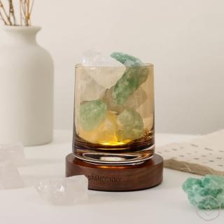 【SPANCONNY 飾品控】清新森林 l 白水晶x綠螢石x黑胡桃木燈座 l 水晶氣氛燈(桌燈/小夜燈/水晶燈)