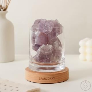 【SPANCONNY 飾品控】智慧貴人 l 紫水晶 / 櫸木燈座 l 水晶氣氛燈(桌燈/小夜燈/水晶燈)
