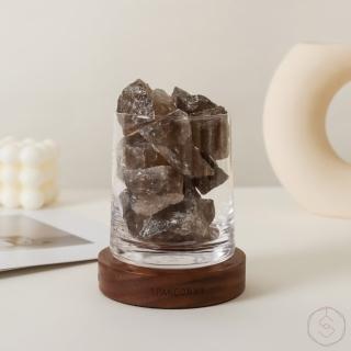 【SPANCONNY 飾品控】健康舒緩 l 茶水晶 / 黑胡桃木燈座 l 水晶氣氛燈(桌燈/小夜燈/水晶燈)